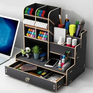 1pc Recycled Wood Desktop Organizer